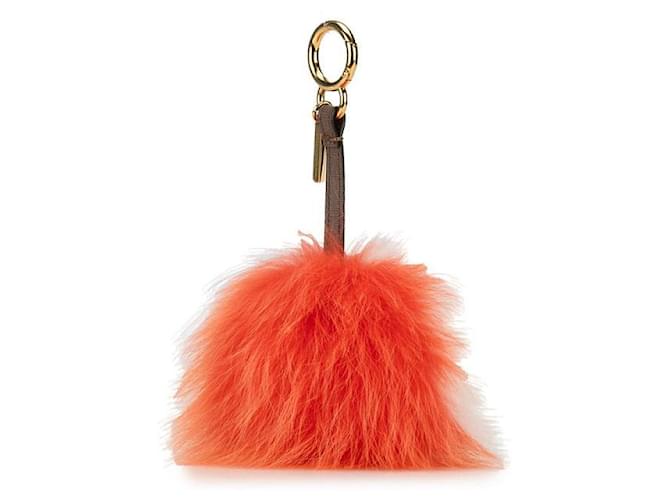 Portachiavi in pelliccia e pelle Fendi con pom pom Arancione