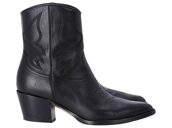 Stivali western ricamati Valentino Garavani in pelle nera Nero