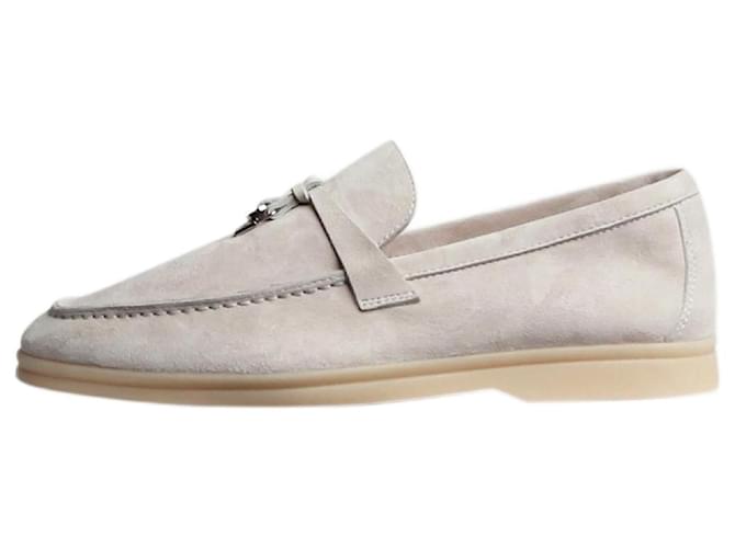 Loro Piana Mocassini in suede grigio chiaro - taglia EU 39
