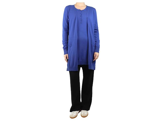 Loro Piana Set di cardigan e maglione in cashmere blu - taglia UK 12