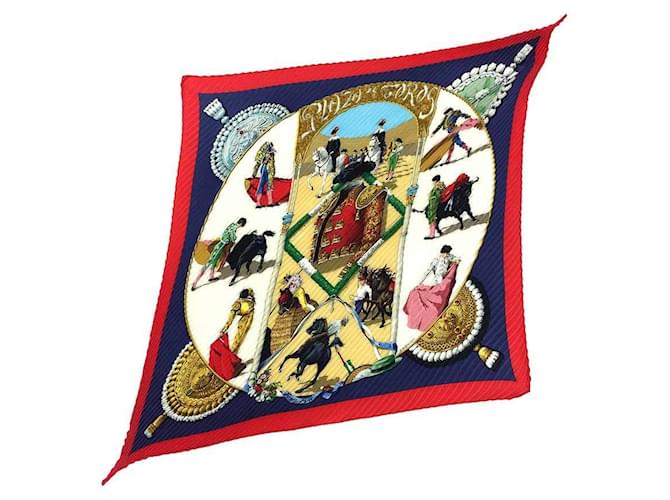 Sciarpa plissettata Hermès Carré 90 Plaza de Toros Multicolore