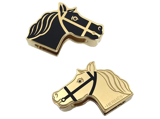 Ring Sciarpa Cadrige Twilly di Hermès Nero D'oro