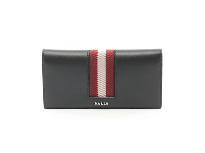 Portafoglio lungo pieghevole in pelle nera Bally Nero