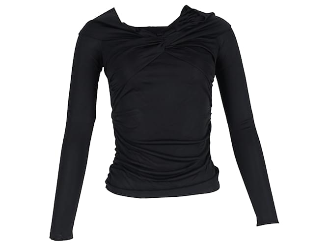 Top a maniche lunghe attorcigliato Isabel Marant in viscosa nera Nero