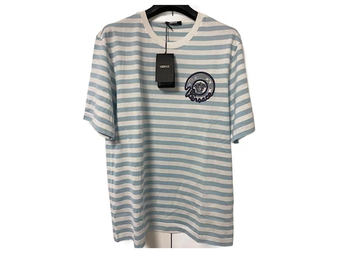 T-shirt a righe nautiche Versace Bianco Blu chiaro