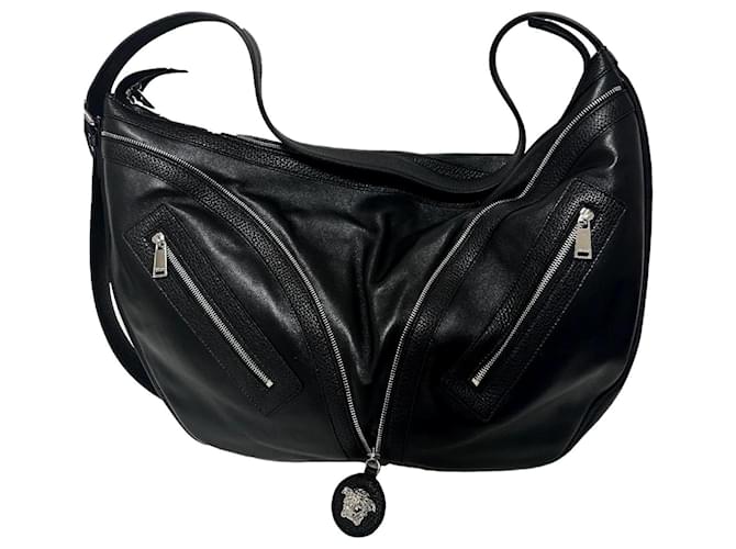 Borsa a spalla Hobo Repeat di Versace Nero