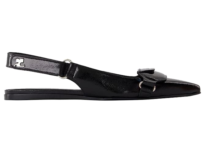 Sling Back Racer Vinile - Courreges - Pelle - Nero