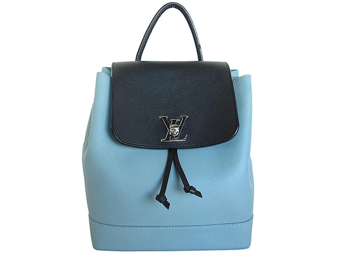Zaino in pelle Lock Me di Louis Vuitton Nero Blu