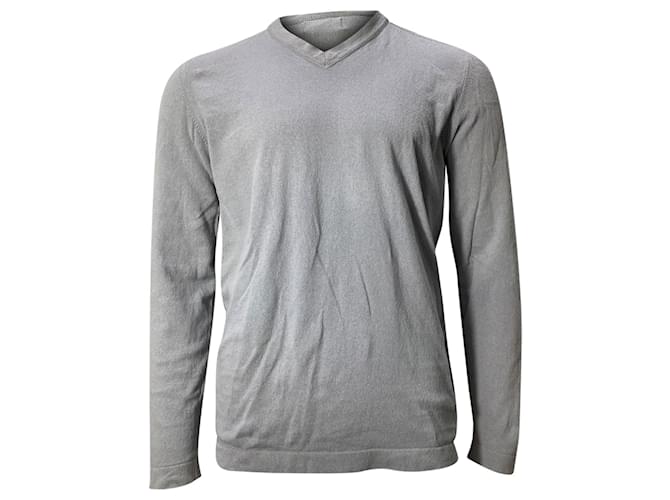 Felpa grigia in lana con scollo a V decorata con bottoni Stone Island Grigio