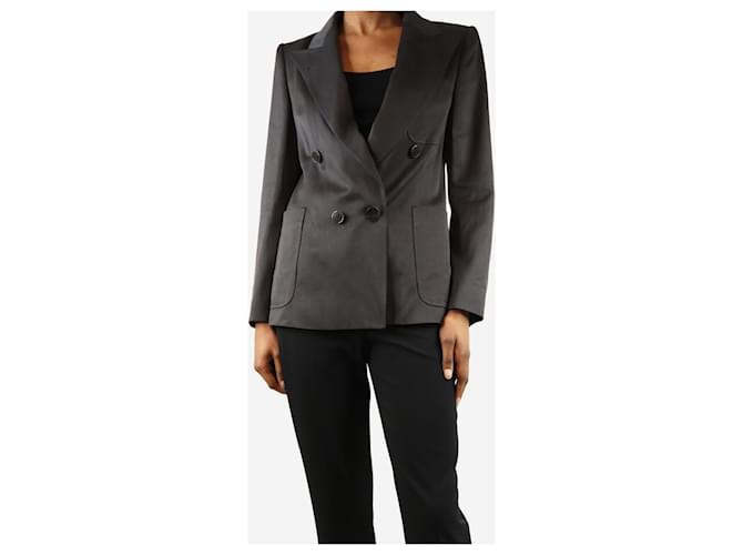 Dries Van Noten Blazer doppiopetto con spalle imbottite grigie - taglia UK 8 Grigio