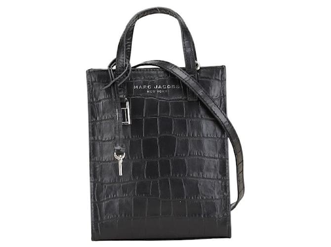 Borsa 2 in 1 in pelle goffrata Croc di MARC JACOBS Nero