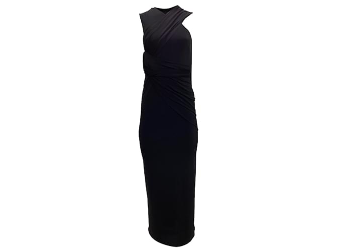 Abito nero in acetato con taglio asimmetrico e schiena scoperta di Alexander Wang