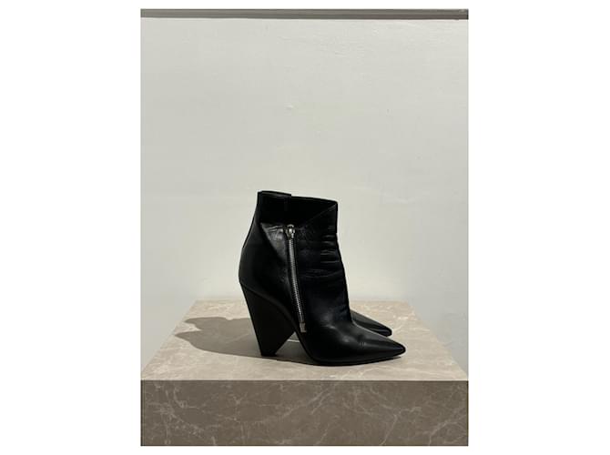 SAINT LAURENT Stivaletti T.EU 38 Pelle Nero