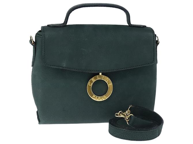 Céline Borsa a mano CELINE in pelle 2 vie verde oro Auth 94979 D'oro