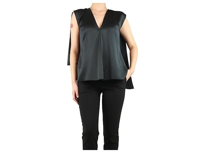 Msgm Blusa nera in satin senza maniche - taglia UK 8 Nero