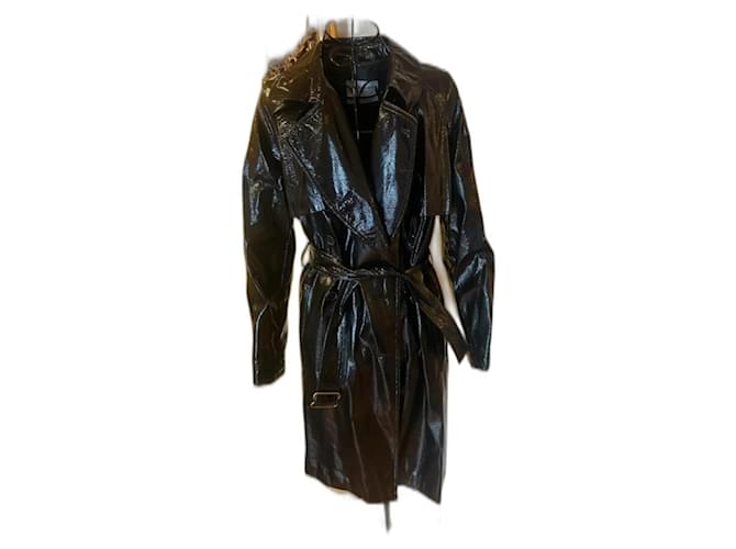 Yves Saint Laurent Trench in vinile taglia 36 Nero