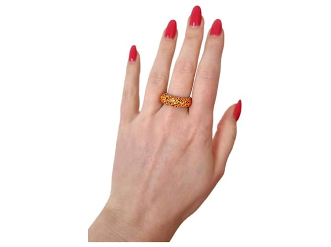 Anello decorato con cristalli arancioni Cameron Amina Muaddi Argento Arancione