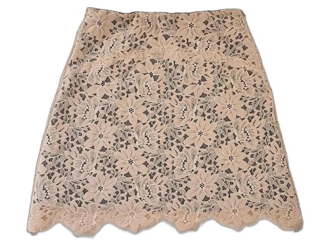Gonna mini in pizzo beige Sandro