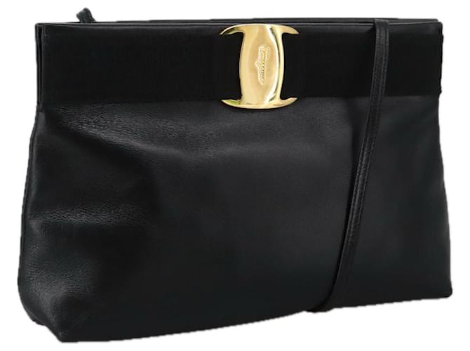 Borsa a spalla Salvatore Ferragamo in pelle nera e oro Auth yk15984 Nero D'oro