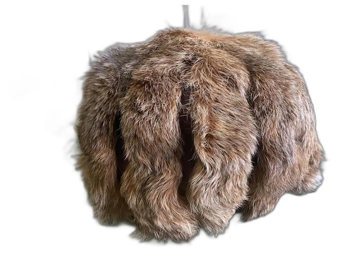 Autre Marque Cappello di pelliccia di volpe degli anni '50 Beige