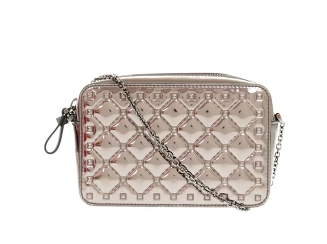 Borsa a spalla in vernice Rockstud Spike di Valentino Garavani Metallico