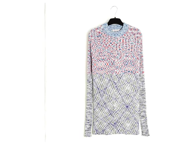 Céline 2014 Maglione Tricolore FR38 Phoebe Philo Maglione Maxi in Cotone UK10 US8 Celine Bianco Rosso Blu