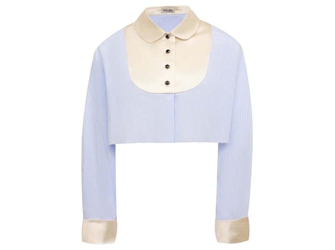 Blusa MIU MIU celeste elegante Beige Blu chiaro