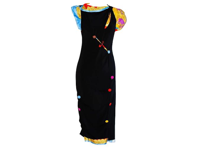 Abito midi Versace collezione 2021 Nero Multicolore Giallo