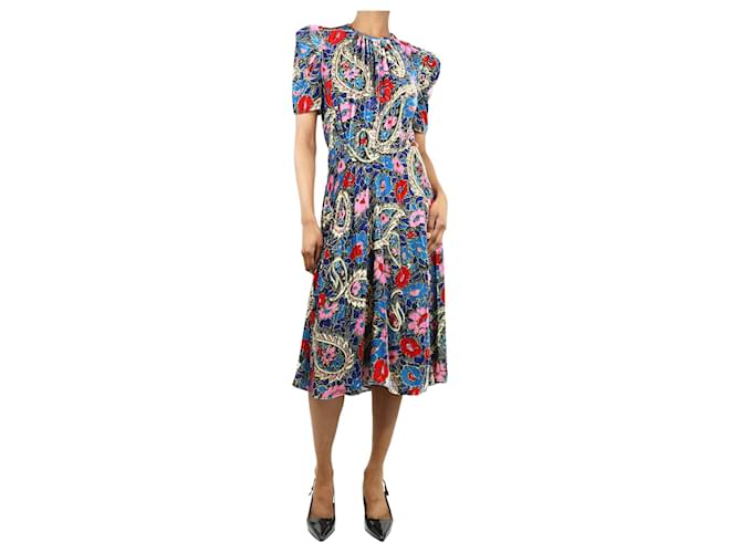 Isabel Marant Abito midi in velluto stampato multicolore - taglia UK 6