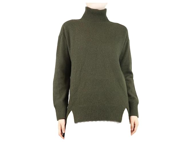 Vince Maglione in cashmere verde oliva con collo alto - taglia S