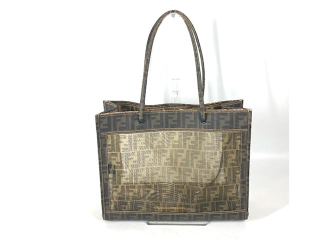 Fendi Vintage Borsa da Spiaggia in Pelle Rivestita Marrone