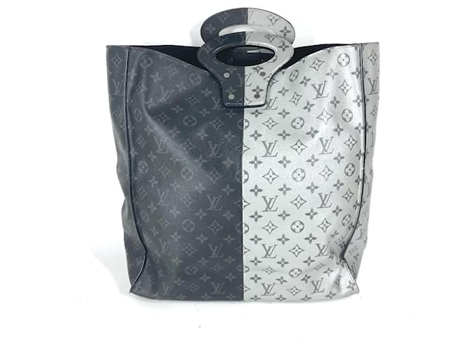 Borsa a mano Louis Vuitton Monogram Eclipse Split Tote Nero Argento