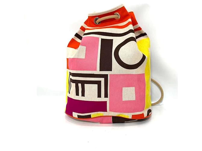 Zaino marino in tela di cotone Hermès Recif Multicolore