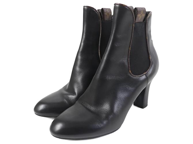 Stivali in pelle con goring Louis Vuitton Monogram Nero