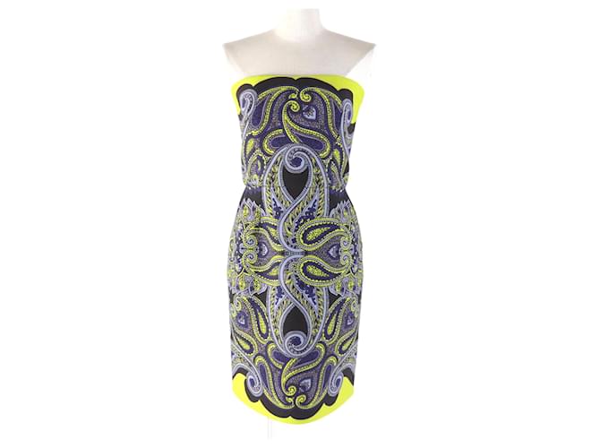 Abito senza spalline LANVIN con stampa paisley giallo e blu 34