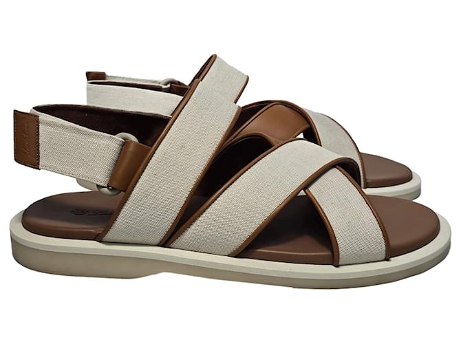 Sandali Loro Piana Ginestra Walk Sea in tela marrone Rosso