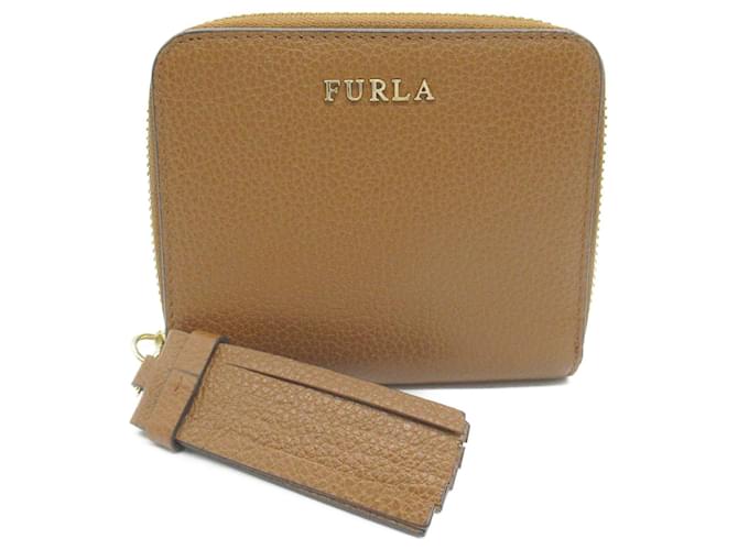 Portafoglio rotondo in pelle Furla marrone