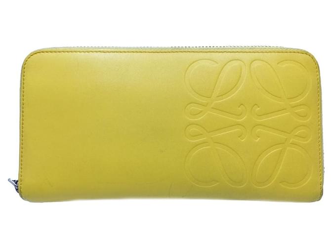 Portafoglio in pelle con zip Loewe Anagram giallo