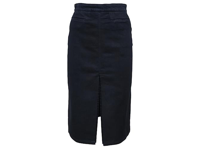 Stella Mc Cartney Gonna a matita midi con spacco frontale in denim blu di Stella McCartney