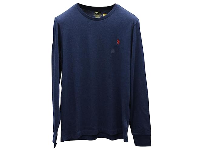 T-shirt a maniche lunghe slim fit Ralph Lauren in cotone blu navy