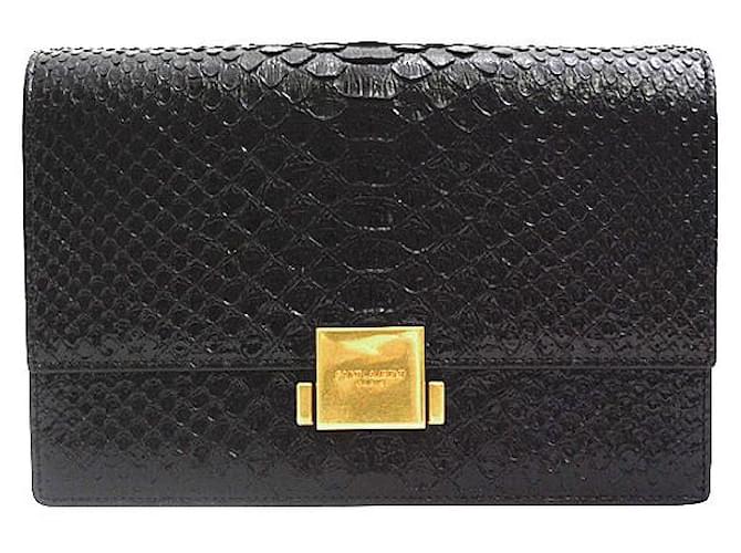 Borsa Clutch in Python Yves Saint Laurent Nera Nero