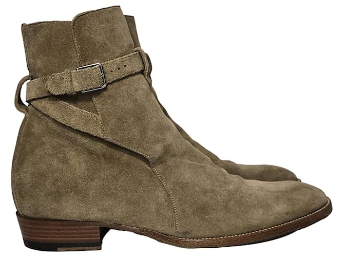 Stivali Jodhpur Wyatt di Saint Laurent in suede marrone