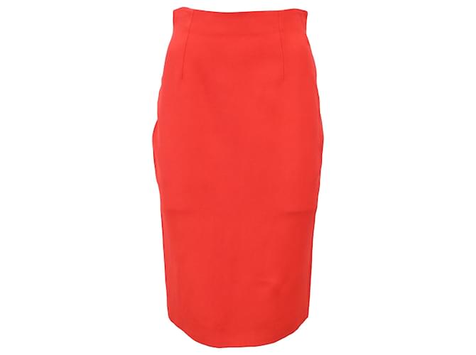 Gonna a matita midi Alexander Mcqueen in lana rossa Rosso