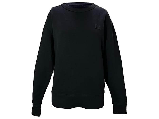 Felpa in cotone nero con logo applicato Acne Studios