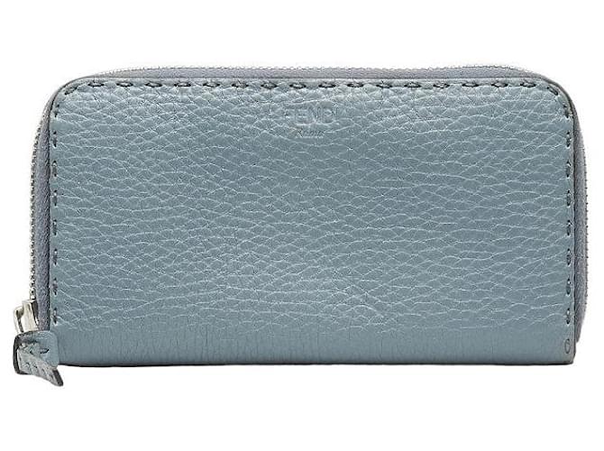Portafoglio lungo con zip Selleria in pelle Fendi 8M0374 Blu