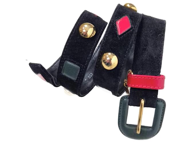 Yves Saint Laurent YSL cintura nera con forme geometriche Nero Multicolore