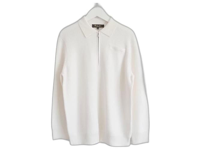 Maglione bianco a trama waffle Loro Piana