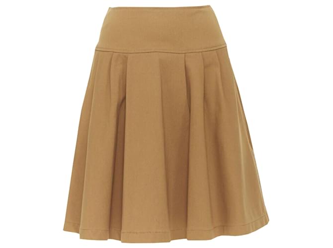 Gonna in nylon e cotone tan di Oscar De La Renta, lunghezza al ginocchio Marrone