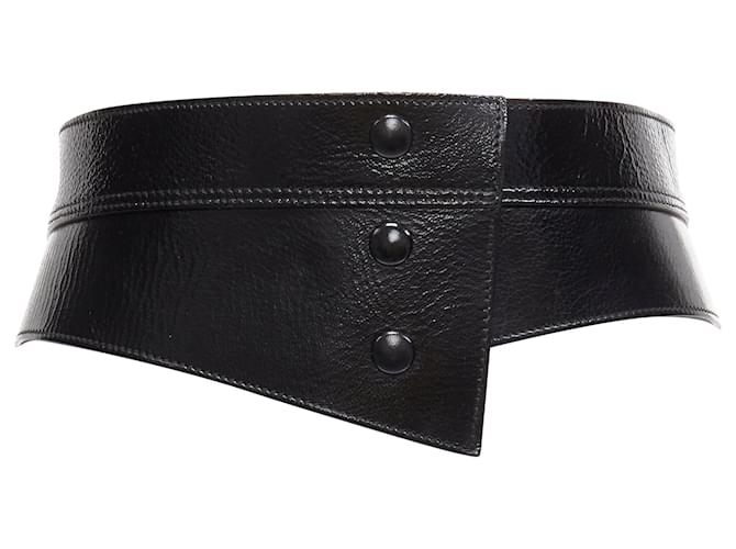 Cintura obi in pelle verniciata con pannelli corsetto di Dolce & Gabbana Nero