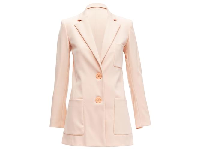 Blazer lungo in lana con tasche Oscar De La Renta Rosa